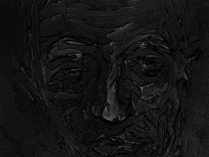 Bruno Cluzel peinture monochrome noir Homme assis